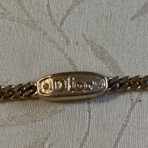 Christian Dior Gold Crystal Logo ID Tag Bracelet - Picture 2 of 9